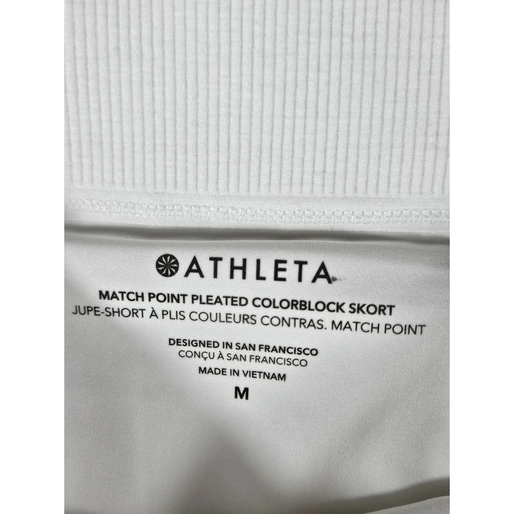 Athleta Match Point Pleated Colorblock Skort White Red Pink Stripe 694842 Medium - Picture 5 of 11